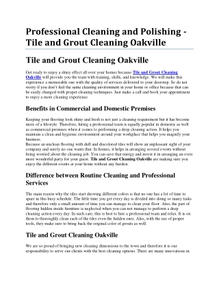 Consider Commercial Cleaning for Better Results Tile and Grout Cleaning Oakville