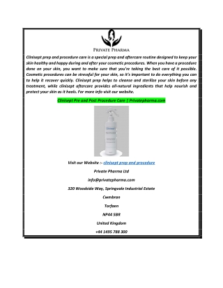 Clinisept Pre and Post Procedure Care  Privatepharma.com