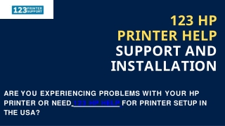 123 HP Printer Help, Support And Installation USA