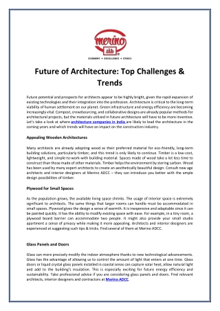 Future of Architecture Top Challenges & Trends