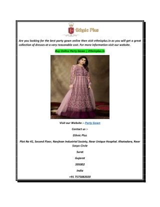 Buy Online Party Gown  Ethnicplus.in