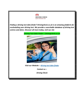 Driving Test Date Finder  Drivingcheck.co.uk