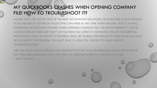 How to fix QuickBooks Crashes When Opening Company File issue