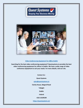 Video Conferencing Equipment For Office Dublin | Questsystems.ie