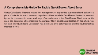 A Quick guide to resolving the QuickBooks Abort error
