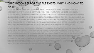 How to Deal with QuickBooks File Exists Error