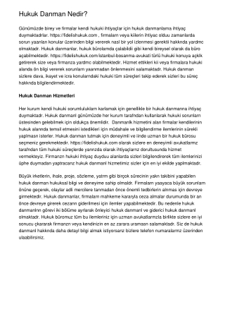 Hukuk Danışmanı Nedir?