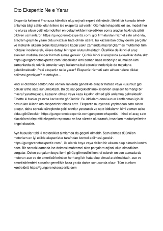 Oto Ekspertiz Ne İşe Yarar