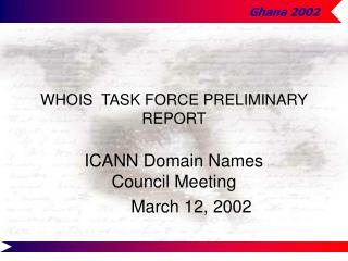 WHOIS TASK FORCE PRELIMINARY REPORT