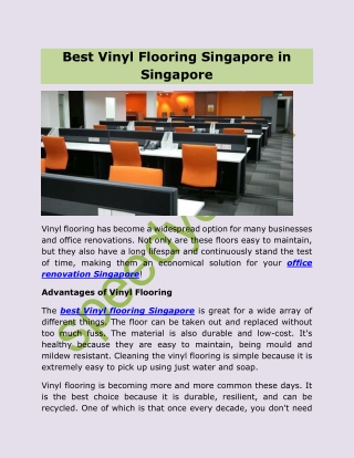 Best Vinyl Flooring Singapore in Singapore