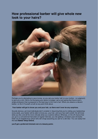 Find the best Men's Hairstyling in Oxford