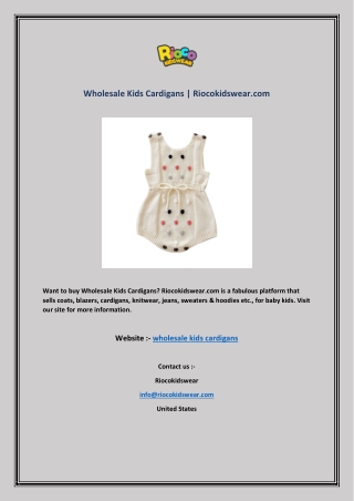 Wholesale Kids Cardigans | Riocokidswear.com