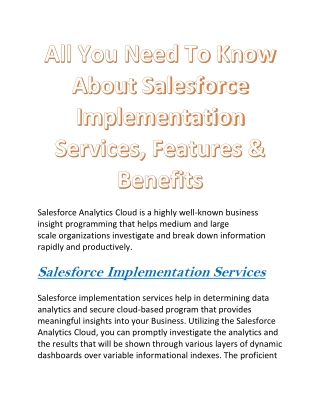 All You Need To Know About Salesforce Implementation Services, Features & Benefits
