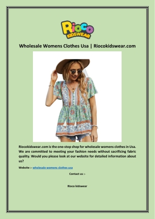 Wholesale Womens Clothes Usa | Riocokidswear.com