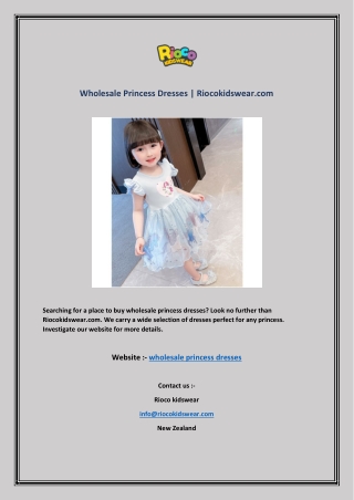Wholesale Princess Dresses | Riocokidswear.com
