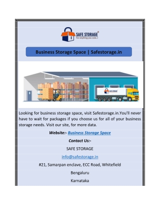 Business Storage Space Safestorage.in