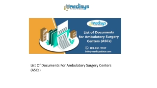 List Of Documents For Ambulatory Surgery Centers (ASCs)