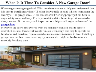 When Is It Time To Consider A New Garage Door?