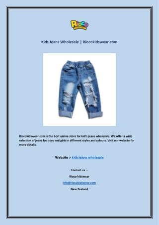 Kids Jeans Wholesale | Riocokidswear.com