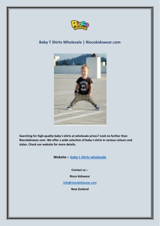 Baby T Shirts Wholesale | Riocokidswear.com