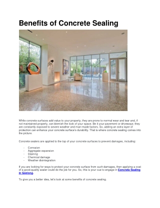 Benefits of Concrete Sealing