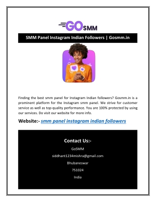 SMM Panel Instagram Indian Followers | Gosmm.in
