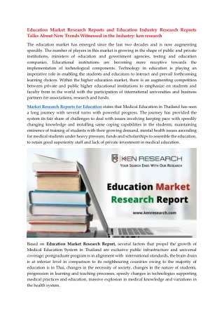 Education Market Research Report & Industry Analysis - Ken Research