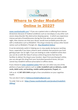 Where to Order Modafinil Online in 2022?