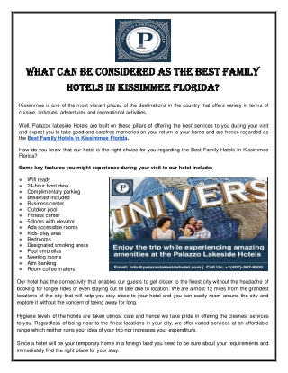 Best Family Hotels In Kissimmee Florida