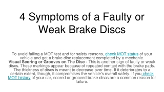 4 Symptoms of a Faulty or Weak Brake Discs