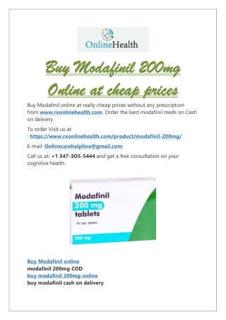 Buy Modafinil 200mg Online at cheap prices