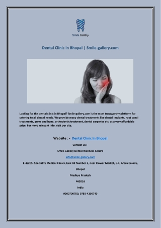 Dental Clinic In Bhopal | Smile-gallery.com