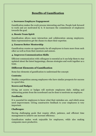 Benefits of Gamification