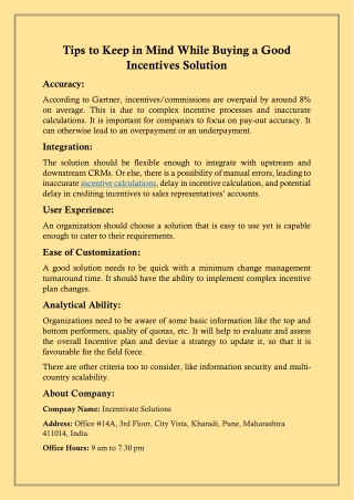Tips to Keep in Mind While Buying a Good Incentives Solution