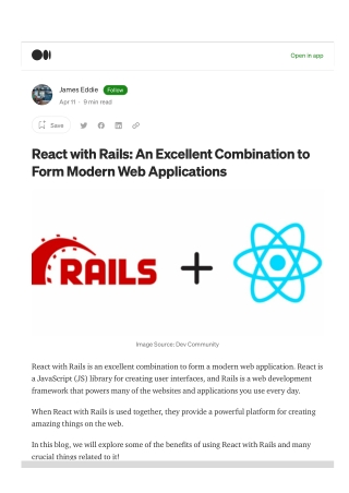 React with Rails - An Excellent Combination to Form Modern Web Applications
