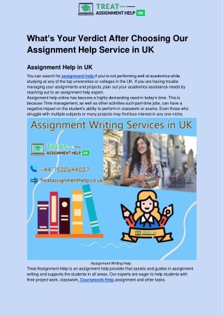 What’s Your Verdict After Choosing Our Assignment Help Service in UK