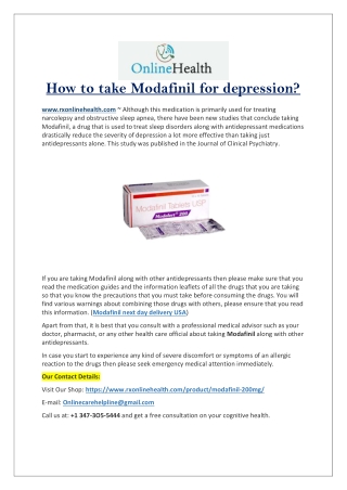 How to take Modafinil for depression?