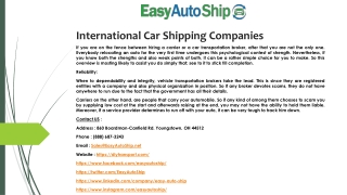 International Car Shipping Companies