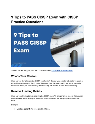 9 Tips to PASS CISSP Exam with CISSP Practice Questions