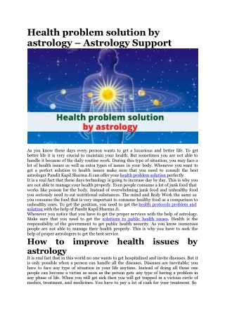 Health problem solution by astrology – Astrology Support