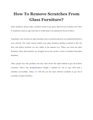How To Remove Scratches From Glass Furniture?