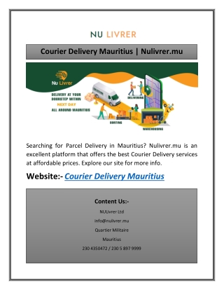 Courier Delivery Mauritius | Nulivrer.mu