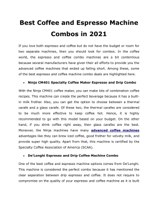 Best Coffee and Espresso Machine Combos in 2021