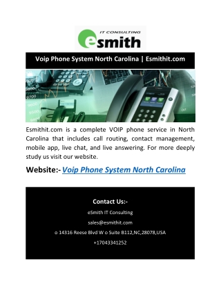 Voip Phone System North Carolina | Esmithit.com