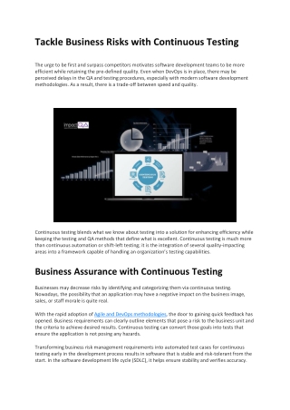 Tackle Business Risks with Continuous Testing