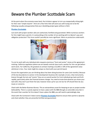 Beware the Plumber Scottsdale Scam