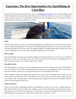 Experience The Best Opportunities For Sportfishing In  Costa Rica