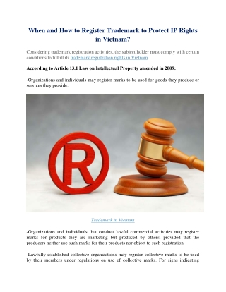 When and How to Register Trademark to Protect IP Rights in Vietnam