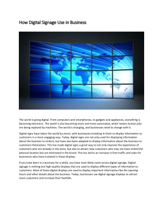 How Digital Signage Use in Business