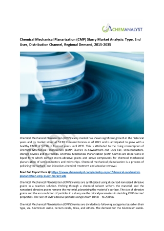 Chemical Mechanical Planarization Slurry Market Size, Share, 2035